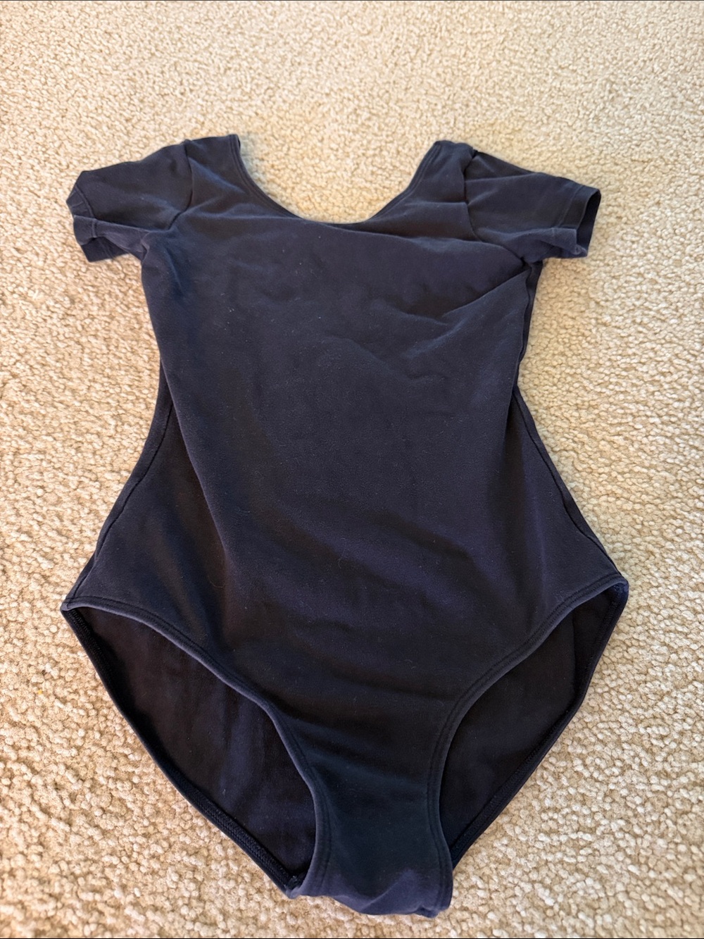 Girls' Black Short-Sleeve One-Piece Leotard